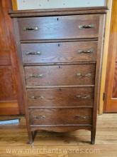 Tall Boy Solid Wooden Dresser with Dove Tailed Drawers