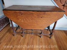 Octagonal Tiger Oak Dropleaf Gateleg Table, AS IS, See Pictures