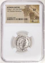 Roman Empire 244-249 AD Philip I AR Double-Denarius Ancient Coin NGC XF