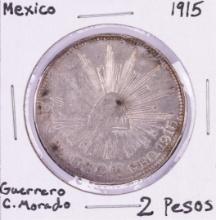 1915 Mexico Guerrero Campo Morado 2 Pesos Silver Coin