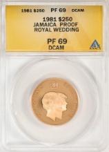 1981 $250 Proof Jamaica Royal Wedding Coin ANACS PF69DCAM