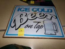 Ice Cold Beer on Tap Tin Sign