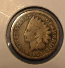 1863 INDIAN CENT G/VG