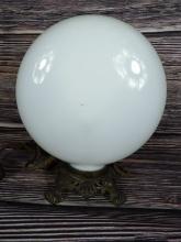 Milk Glass Globe with Brass Base