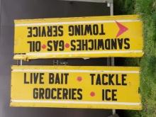 Lot (2) Bait-Tackle-Oil-Sandwhiches-Gas-Ice Sign