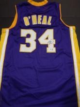 Shaquille O'Neal Los Angeles Lakers Autographed Custom Basketball Jersey GA coa