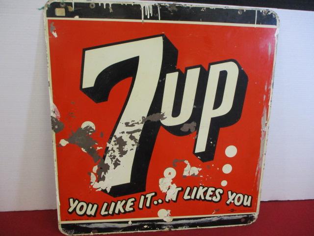 7-UP 2-Sided Metal Advertising Sign