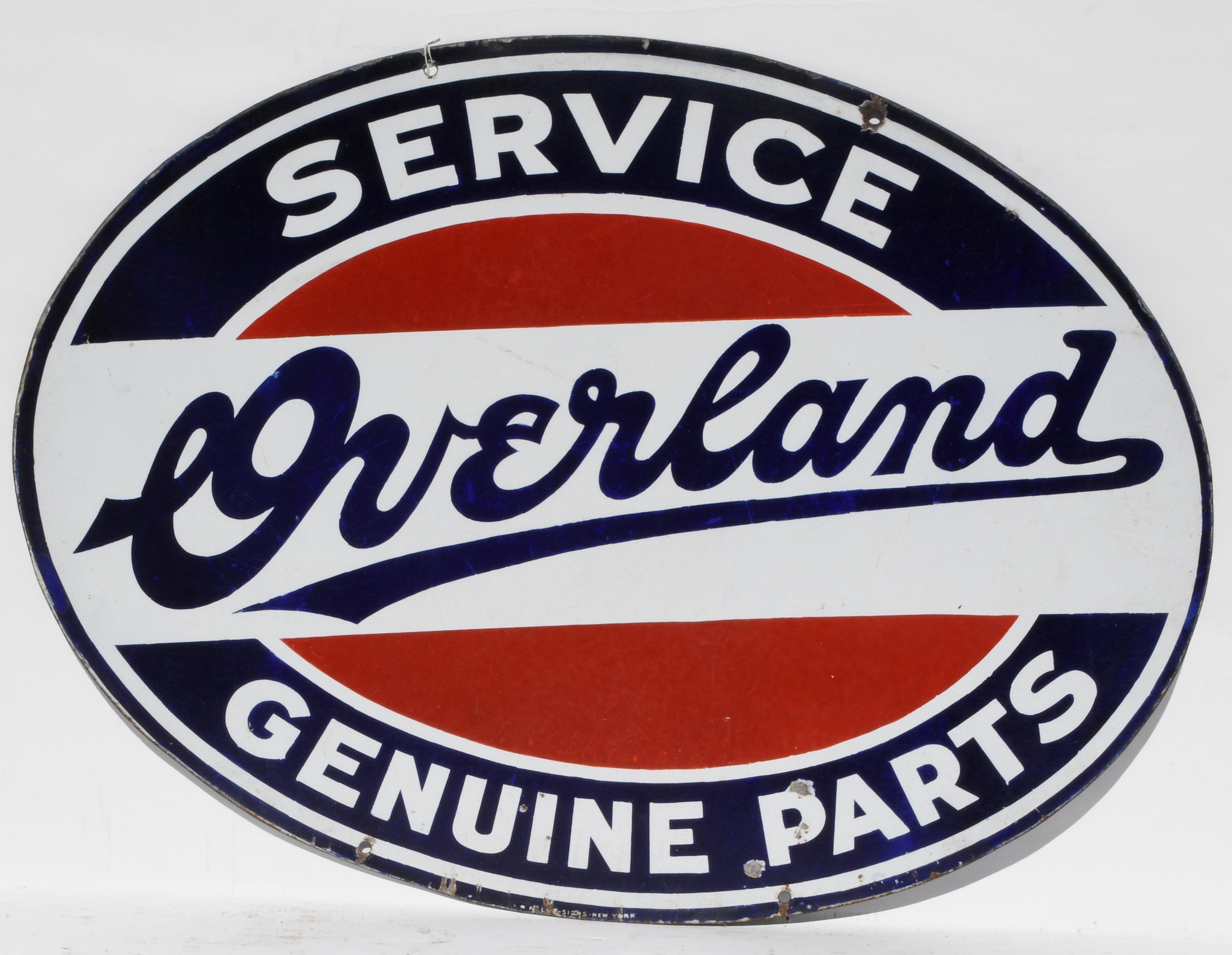 Overland Service Genuine Parts Porcelain Sign