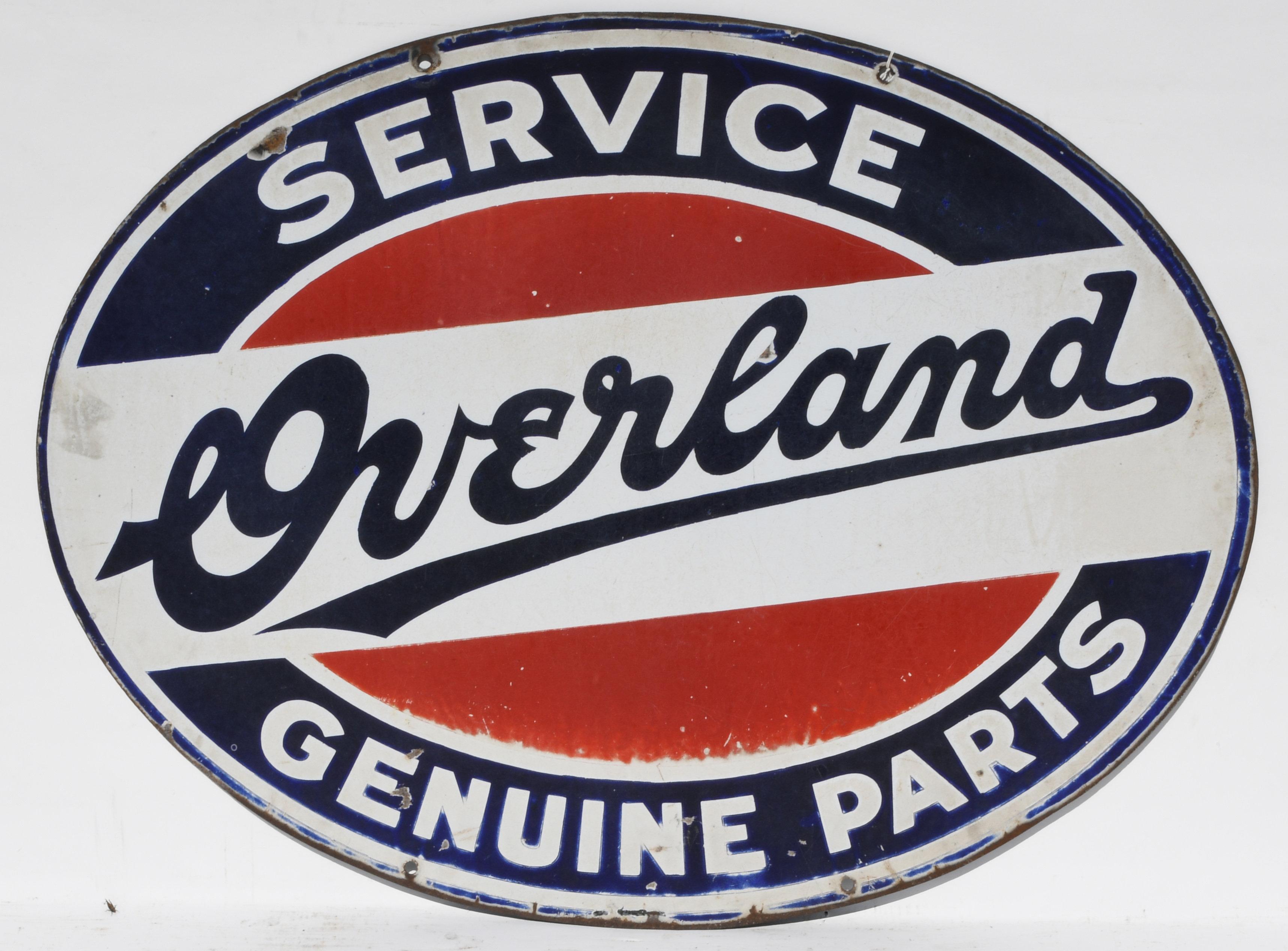 Overland Service Genuine Parts Porcelain Sign