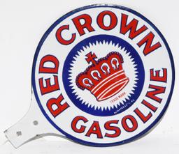 Red Crown Gasoline Porcelain Paddle Sign