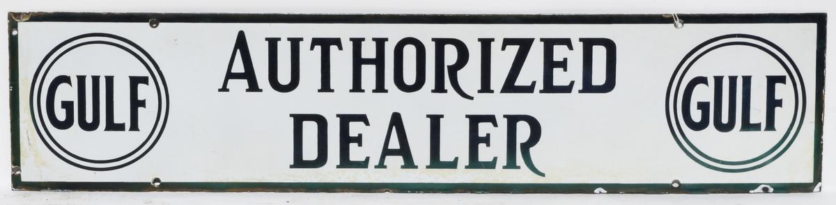 Gulf Authorized Dealer Horizontal Porcelain Sign