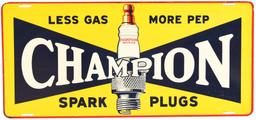 Champion Spark Plugs "Less Gas More Pep" Metal Sign