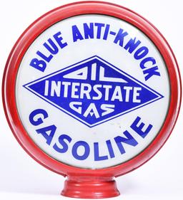 Oil Interstate Gas Blue Anti-Knock Gasoline 15"D. Globe Lenses