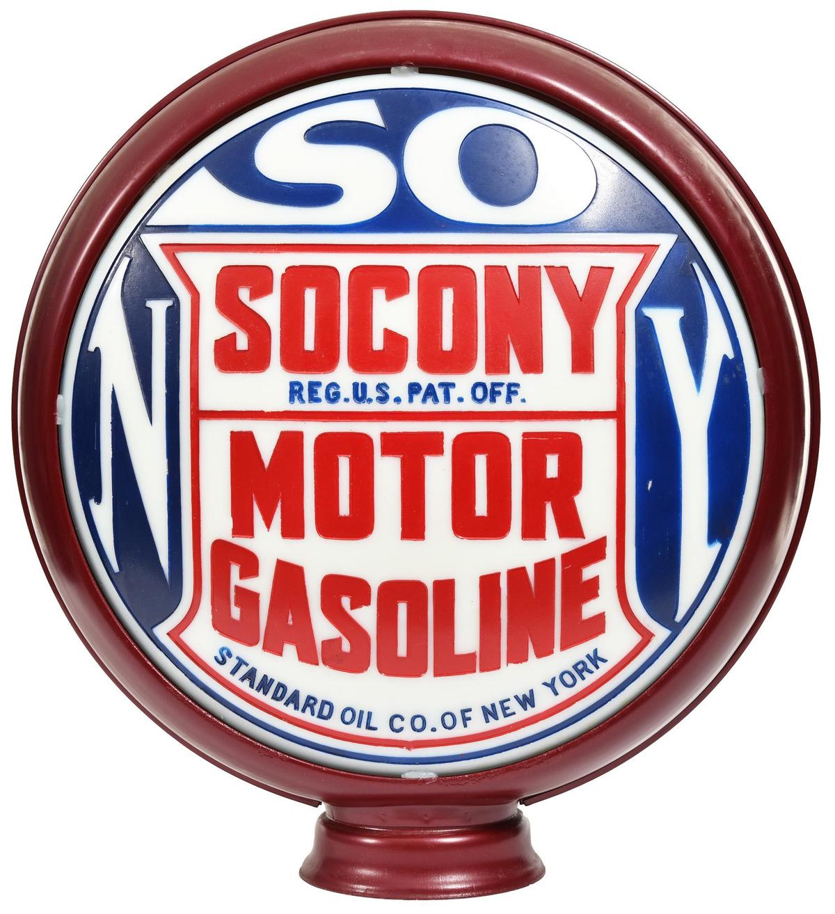 Socony Motor Gasoline Milk Glass 15"D. Casted Lens