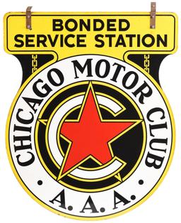 Chicago Motor Club "Bonded Service Station" Porcelain Sign