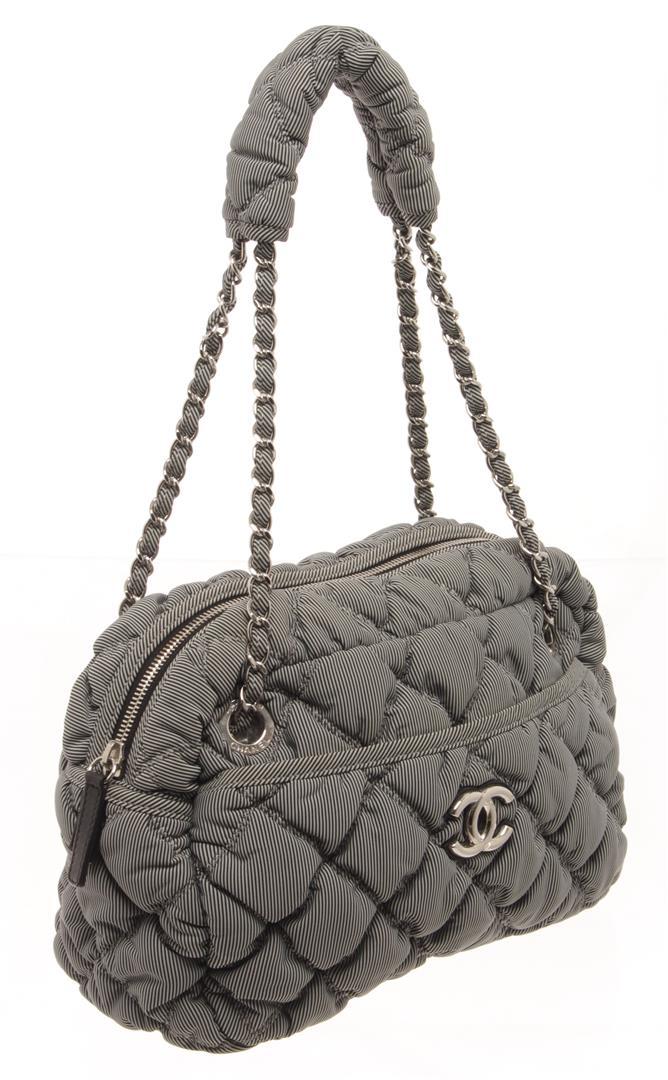Chanel Gray Fabric X Nylon Bubble Shoulder Bag