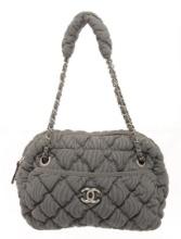 Chanel Gray Fabric X Nylon Bubble Shoulder Bag
