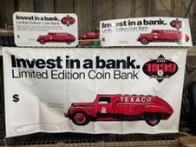 Texaco Limited Edition Coin Bank, Banner, Signs
