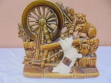Vintage McCoy Cat & Dog Spinning Wheel Planter