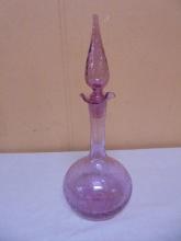 Vintage Pink Crackle Glass Bottle w/ Stopper
