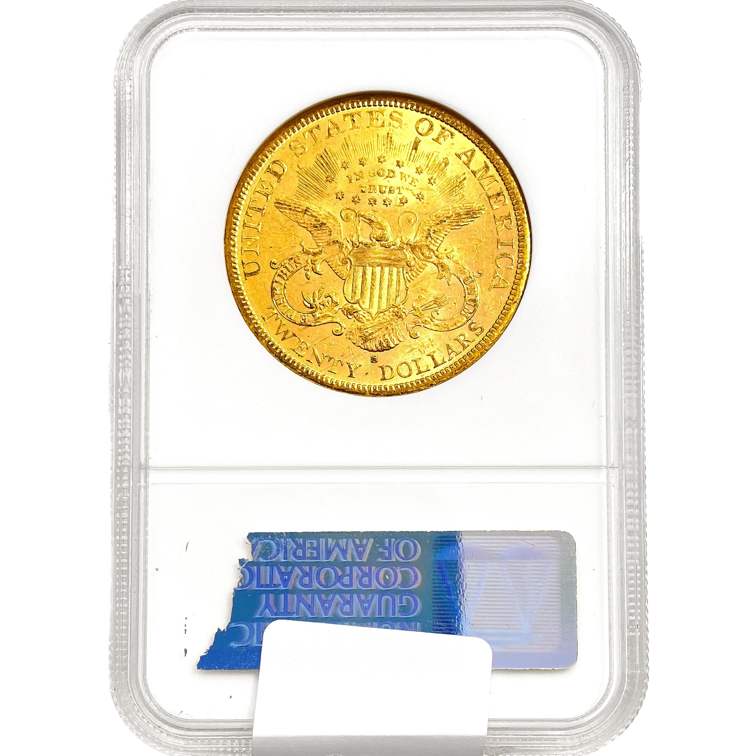 1882 $20 Gold Double Eagle NGC AU58