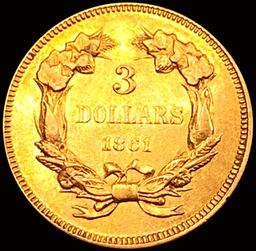 1861 $3 Gold Piece UNCIRCULATED