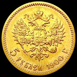 1900 Russia .1245oz Gold 5 Roubles CLOSELY UNCIRCU