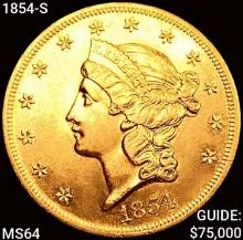 1854-S $20 Gold Double Eagle CHOICE BU