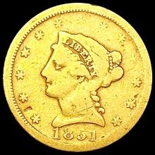 1851 $2.50 Gold Quarter Eagle LIGHTLY CIRCULATED