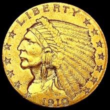 1910 $2.50 Gold Quarter Eagle NEARLY UNCIRCULATED