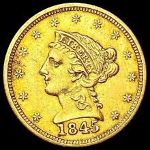 1845 $2.50 Gold Quarter Eagle NEARLY UNCIRCULATED