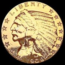 1909-D $5 Gold Half Eagle HIGH GRADE