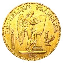 1875 France .1867oz Gold 20 Francs CLOSELY UNCIRCU