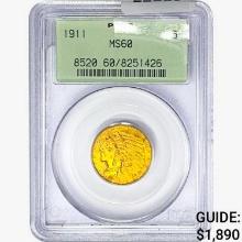1911 $5 Gold Half Eagle PCGS MS60