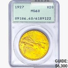 1927 $20 Gold Double Eagle PCGS MS60