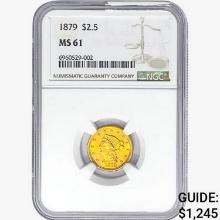 1879 $2.50 Gold Quarter Eagle NGC MS61