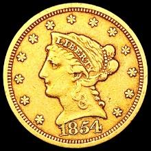 1854 $2.50 Gold Quarter Eagle LIGHTLY CIRCULATED