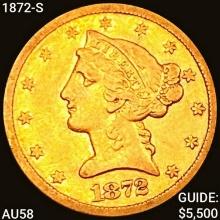 1872-S $5 Gold Half Eagle CHOICE AU