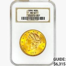1896 $20 Gold Double Eagle NGC MS61