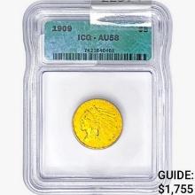 1909 $5 Gold Half Eagle ICG AU58