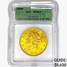 1896 $20 Gold Double Eagle ICG MS63