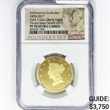 1838-2017 Smithsonian Gold 1/4oz Sovereign NGC PF7
