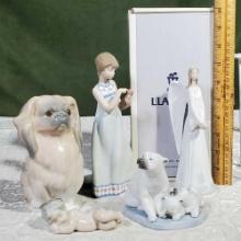 5 Vintage Lladro Ceramic Figurines