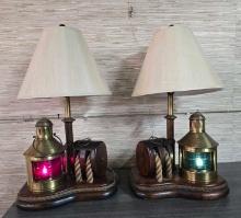 Pair of Port & Starboard Nautical Theme Lamps