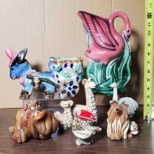 8 Vintage Ceramic and Composite Animal Figurines