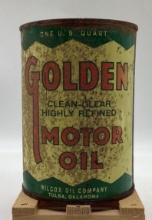 Wilcox Golden Motor Oil Quart Oil Can Tulsa, OK