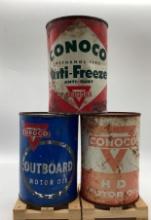 Conoco Outboard, HD and Anti-Freeze Quart Cans Ponca City, OK