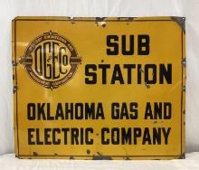Early Oklahoma Gas & Electric Porcelain Sign