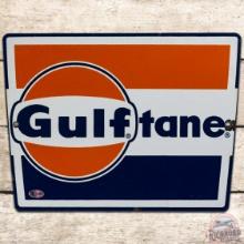 Gulftane SS Porcelain Gas Pump Plate Sign w/ Large Logo