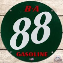 B-A 88 Gasoline SS Porcelain Pump Plate Sign